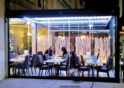 Création d’une fermeture de terrasse en Pergola bioclimatique rideaux de verre coulissants à Mèze (34)